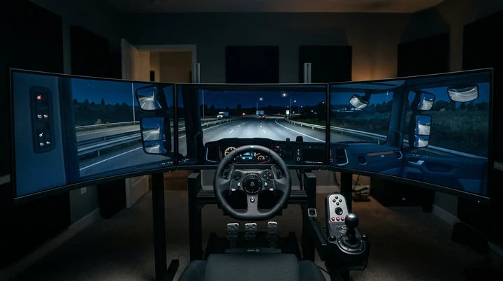 TorqueSim Big Rig complete truck simulator with triple monitors